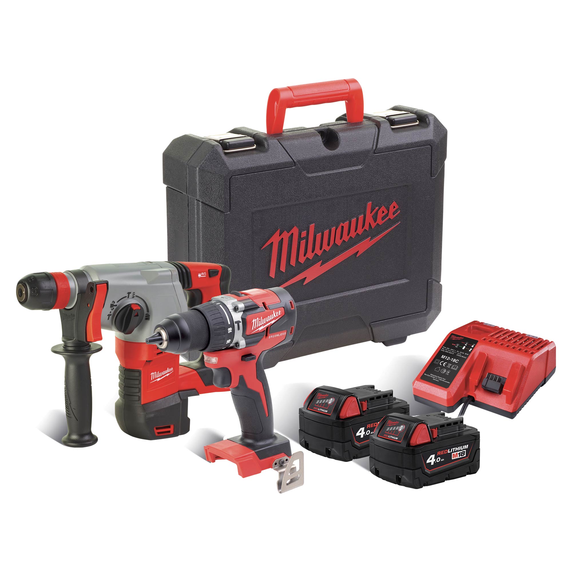Pack 2 outils Perceuse + Visseuse MILWAUKEE M18 CBLPP2A-402C Compact  Brushless Powerpack