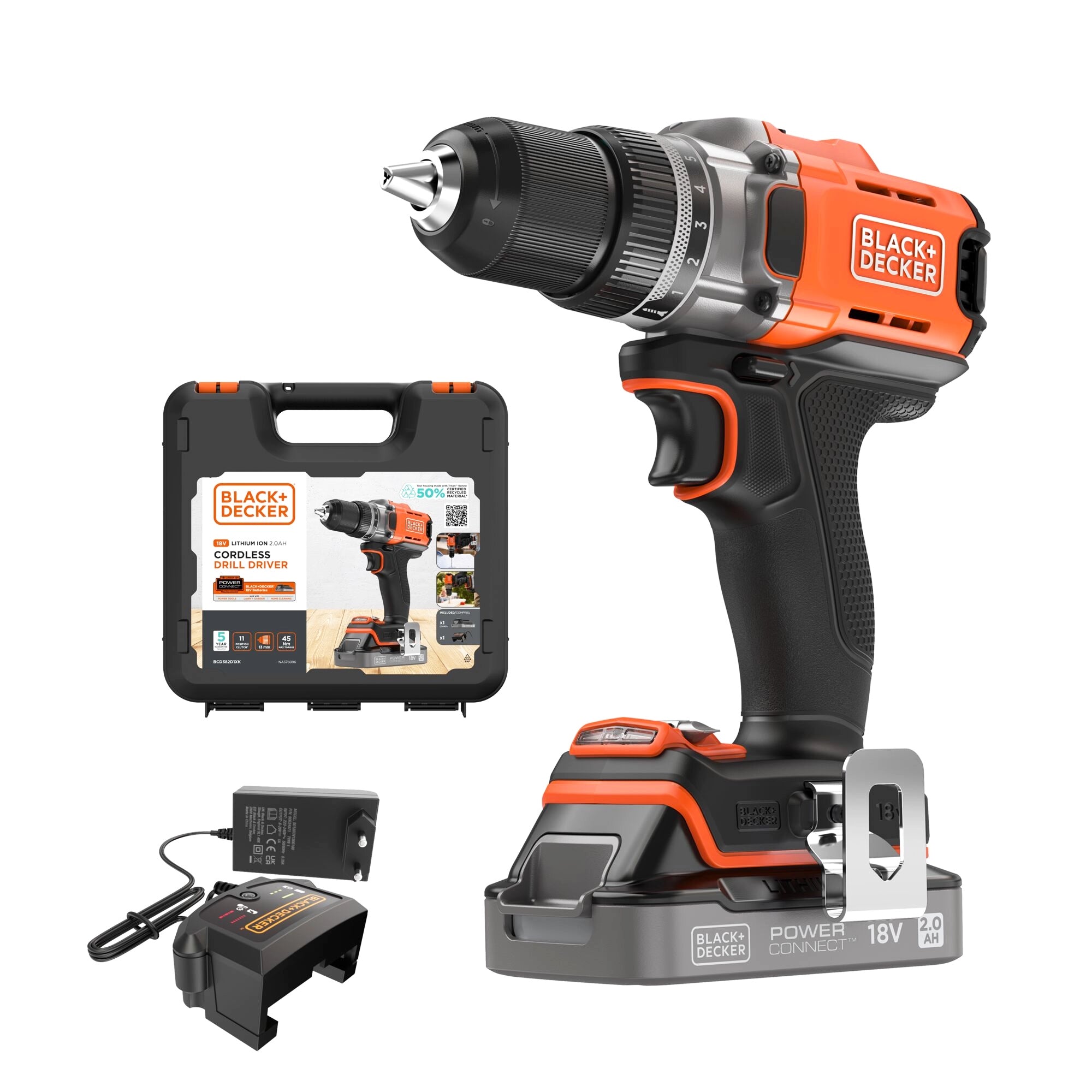 Trapano Avvitatore Black&Decker BCD382D1XK-QW 18V 2Ah