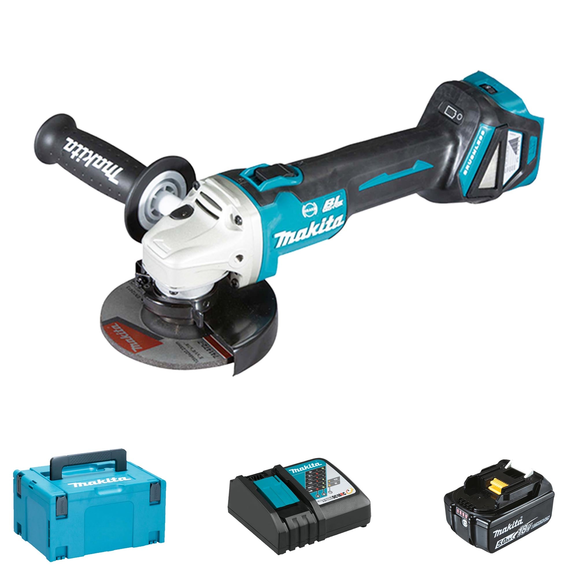 Smerigliatrice Makita DGA513RTJ 18V 5Ah